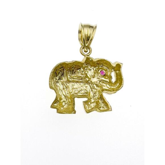 Elephant Pendant  10k Yellow Gold Lucky Charm 1" - Picture 4 of 4